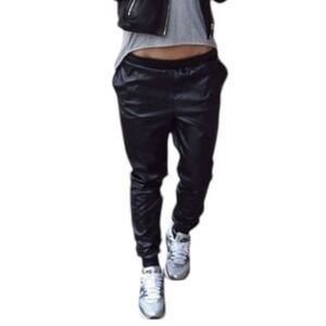 One teaspoon genuine leather trackies Joggers‎ Women's XS Black Pants Cozy New